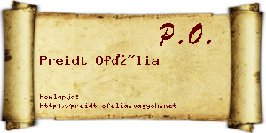 Preidt Ofélia névjegykártya
